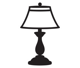 Obraz premium Lamp isolated on white background, Silhouette table lamp icon