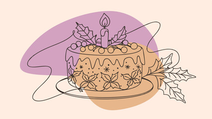 Cake with candle cut color