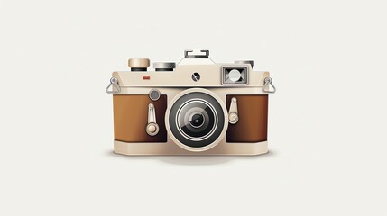 A vintage film camera on a white background.