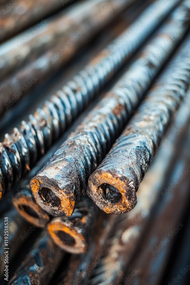 Poster close-up of several metal rods arranged in a cluster