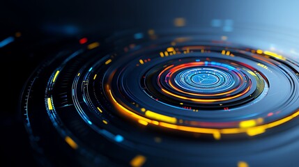 Fototapeta premium Advanced tech visualization, glowing interactive overlay, futuristic aesthetic, 3D illustration