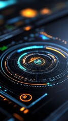 Obraz premium AIdriven futuristic interface, glowing holographic visuals, sleek layout, 3D illustration