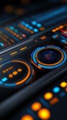 Fototapeta premium Digital futuristic dashboard, glowing holographic panels, seamless overlay, 3D illustration