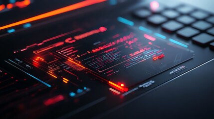 Fototapeta premium Digital workspace overlay, glowing holographic icons, sleek futuristic design, 3D illustration