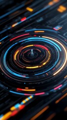 Fototapeta premium Futuristic data interface, glowing interactive overlay, advanced tech elements, 3D illustration