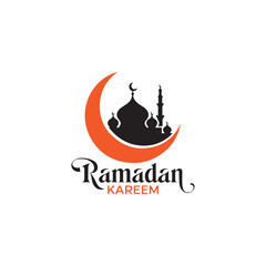 Obraz premium Ramadan Kareem, Ramadan Mubarak Islamic mosque logo design vector 