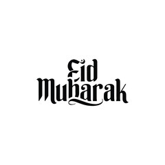 isolated calligraphy of happy eid mubarak with a vector template