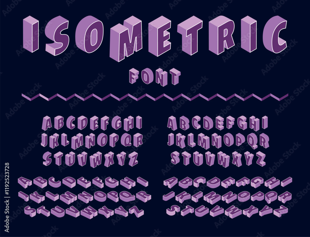 Fototapete isometric alphabet. 3d projection font. letters and numbers. geometric text shapes. different angles