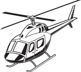 Helicopter Sketch Black and White Illustration with Minimalist Design