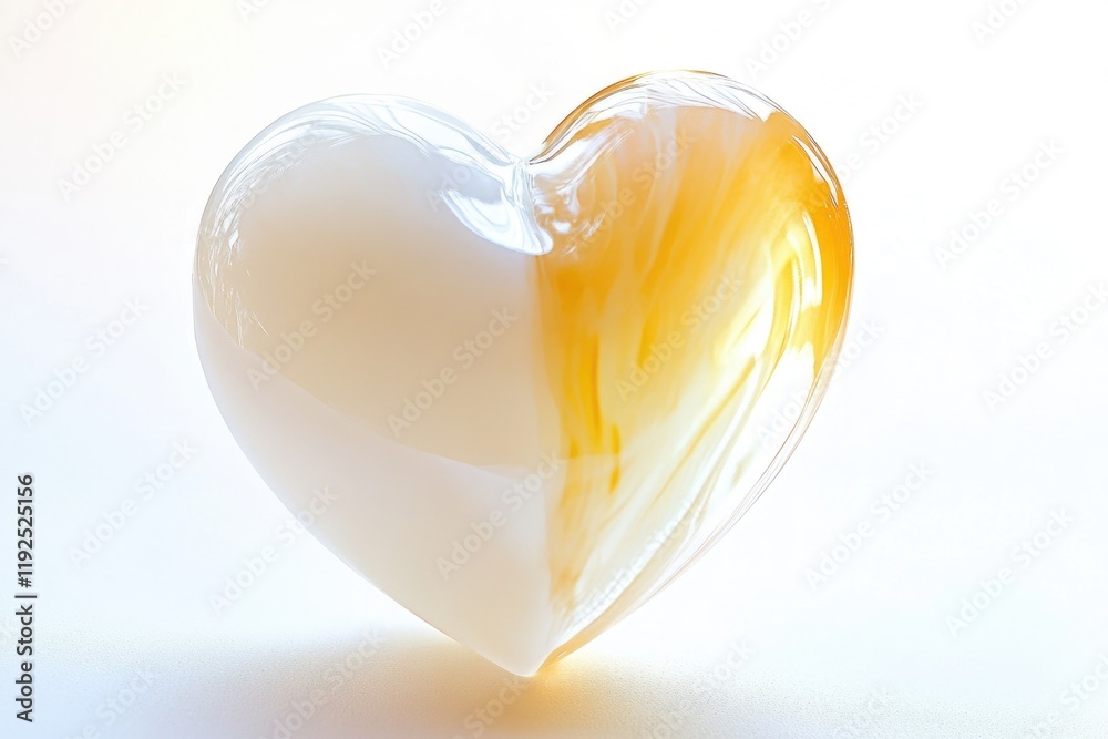 Poster A transparent glass heart-shaped object sits on a white surface, ready for use in various settings