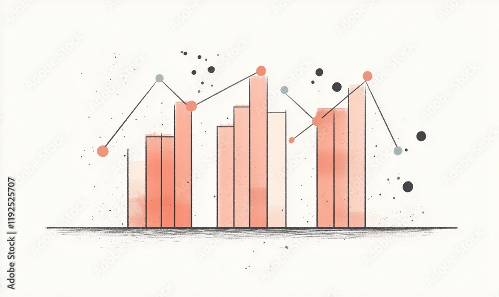 Poster data visualization with bar graphs and line charts showcasing trends and comparisons in statistics