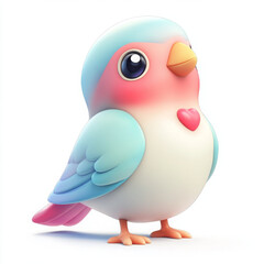 Cute lovebird character with pastel colors and heart shaped design