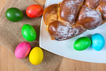 Easter eggs and traditional cake