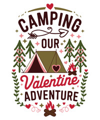 Naklejka premium Romantic Camping Valentine's Adventure Design