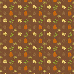 Autumn-inspired seamless pattern with leaves, foliage, and warm earthy tones, perfect for seasonal textiles, fall crafts, home decor, and rustic backgrounds.