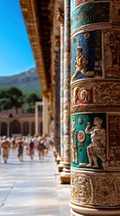 Fototapeta premium Exploring Ancient Roman Architecture Roman City High-Resolution DSLR Image Urban Environment Close-Up View High Fidelity