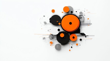 Obraz premium A tech analysis overlay, bold geometric graphs, clean modern aesthetic, orange and grey, isolated on white background