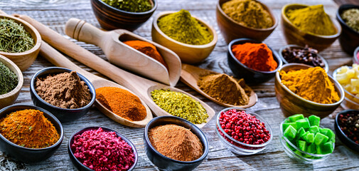Composition with assortment of spices and herbs