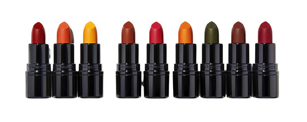 Obraz premium Closeup of vibrant vegan lipstick studio product transparent background beauty cosmetic concept