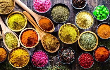 Composition with assortment of spices and herbs