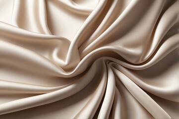 Obraz premium Draped beige silk fabric with soft folds and wrinkles.