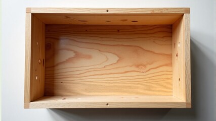 Empty rectangular wooden box, top view