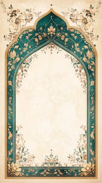 Traditional Mughal Wedding Card Design, Invitation template