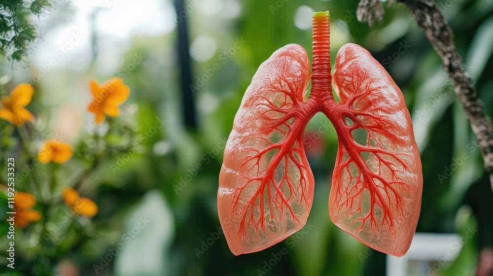 Poster a pair of lungs suspended from a tree branch
