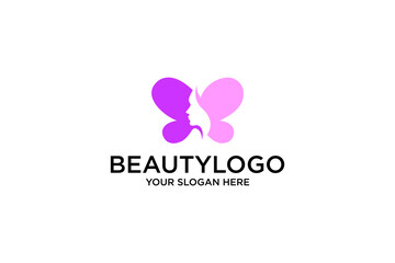 Beautiful Butterfly logo and a woman's face inside with a Pink and Purple Profile