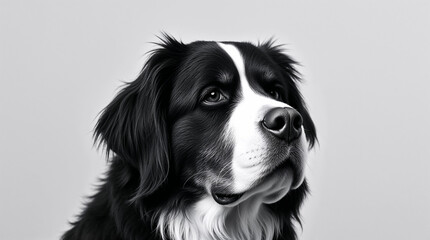 Fototapeta premium Bernese mountain dog posing for black and white portrait