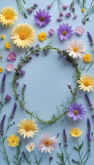 Soft Natural Light on Colorful Spring Wildflowers