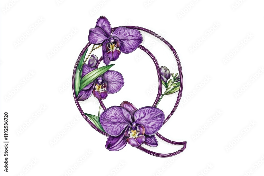 Poster A single purple flower sits on a clean white background, ideal for use in designs and compositions where a pop of color is needed