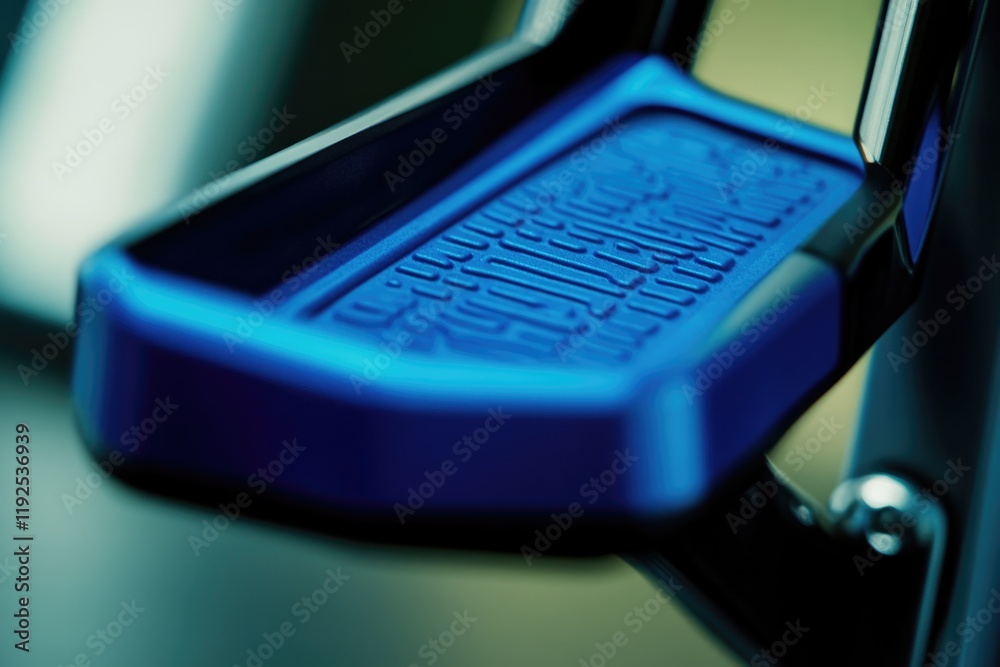 Poster A detailed view of a blue cell phone with a screen and buttons, great for tech-related concepts