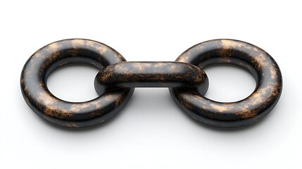 Obraz premium Dark Metal Chain Link Isolated on White Background