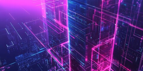 Obraz premium A modern data center with glowing servers, futuristic technology concept