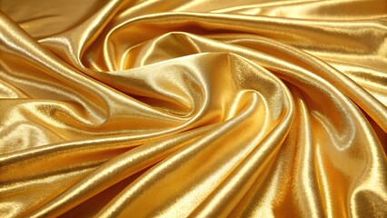 Fototapeta premium Background of gold-colored fabric silk damage
