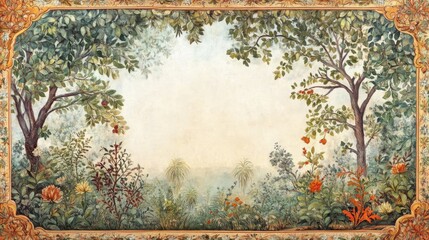 Traditional Mughal Wedding Card Design, Invitation template