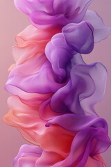 Fototapeta premium Ethereal ribbons of orchid and light pink twisting mid-air, their edges glowing faintly in a calm gradient,
