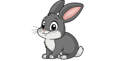 Cute cartoon rabbit with big ears and fluffy tail