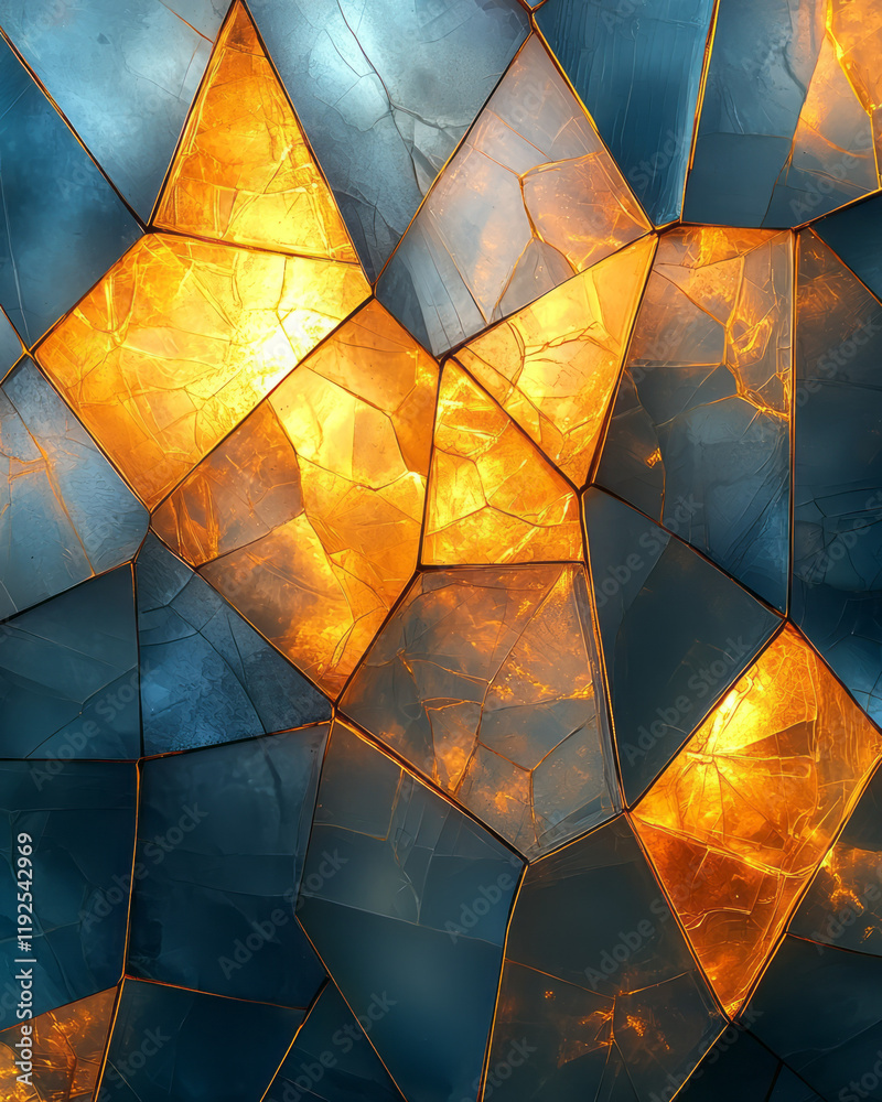 Poster Triangular facets in pale cyan overlapping warm yellow lines, reminiscent of a data structure floating in void,