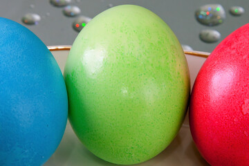 Colored Easter eggs close-up