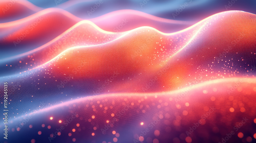 Poster a serpentine wave made of bright banana-colored hex grids, weaving in and out of a soft twilight-blu