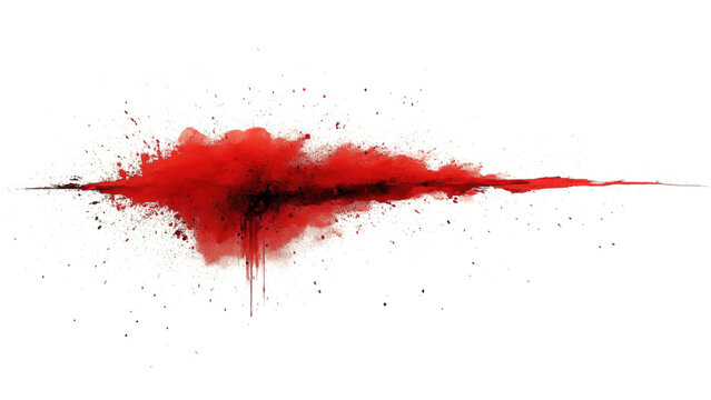 Minimalist blood splatter on a stark white background, creating a striking visual contrast with an emphasis on color and texture.