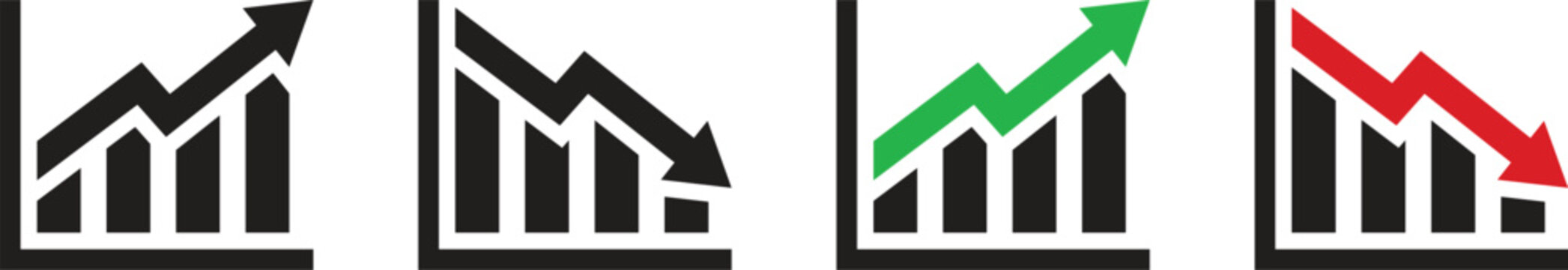 Up and down chart vector icon symbol with silhouette style. Growth and decrease icon in business and others. Vector illustration