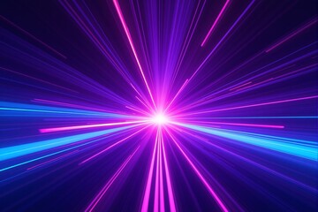 Obraz premium Abstract Neon Light Speed Purple Pink Blue Rays Burst Energy Futuristic Background