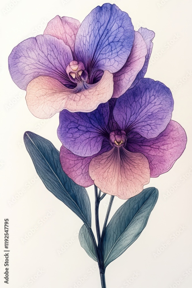 Aufkleber a detailed view of a single bloom on its stem, suitable for use in botanical or nature-themed illust
