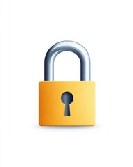 Naklejka premium Solid yellow padlock in a minimal design symbolizing physical security, access control, and reliable safeguarding of assets in a focused, isolated illustration