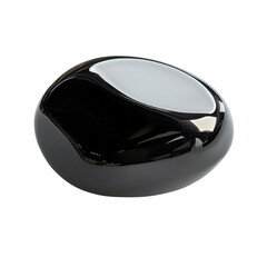 Smooth Black Stone with Glossy Finish Reflecting Light on White Background