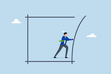 Pushing limits challenge yourself to overcome boundary, entrepreneur striving to push beyond limits. 