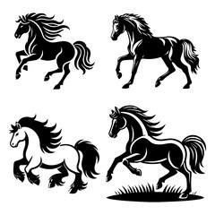 horse silhouette set